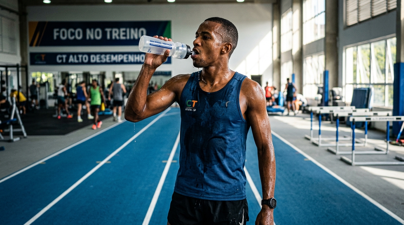 Atleta se hidratando