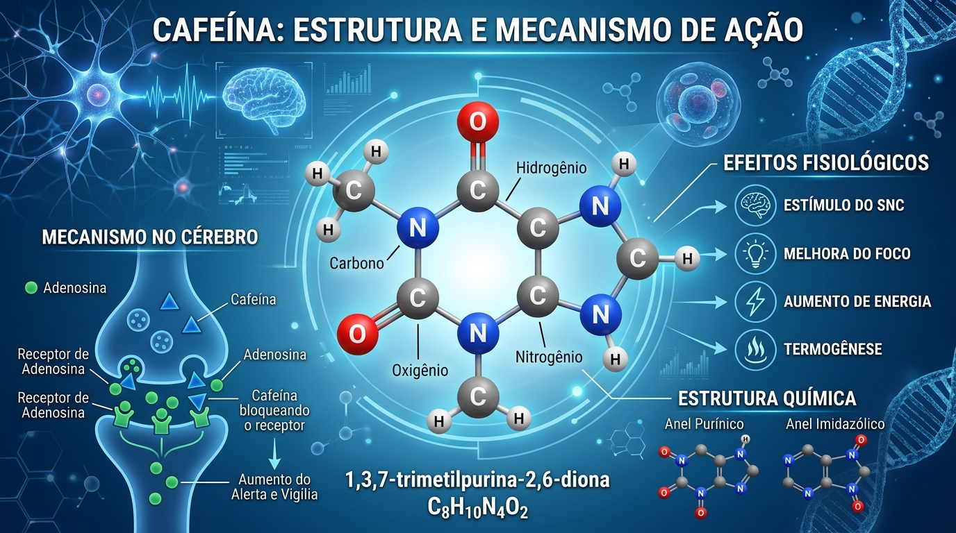 Estrutura e mecanismo de ação da cafeína